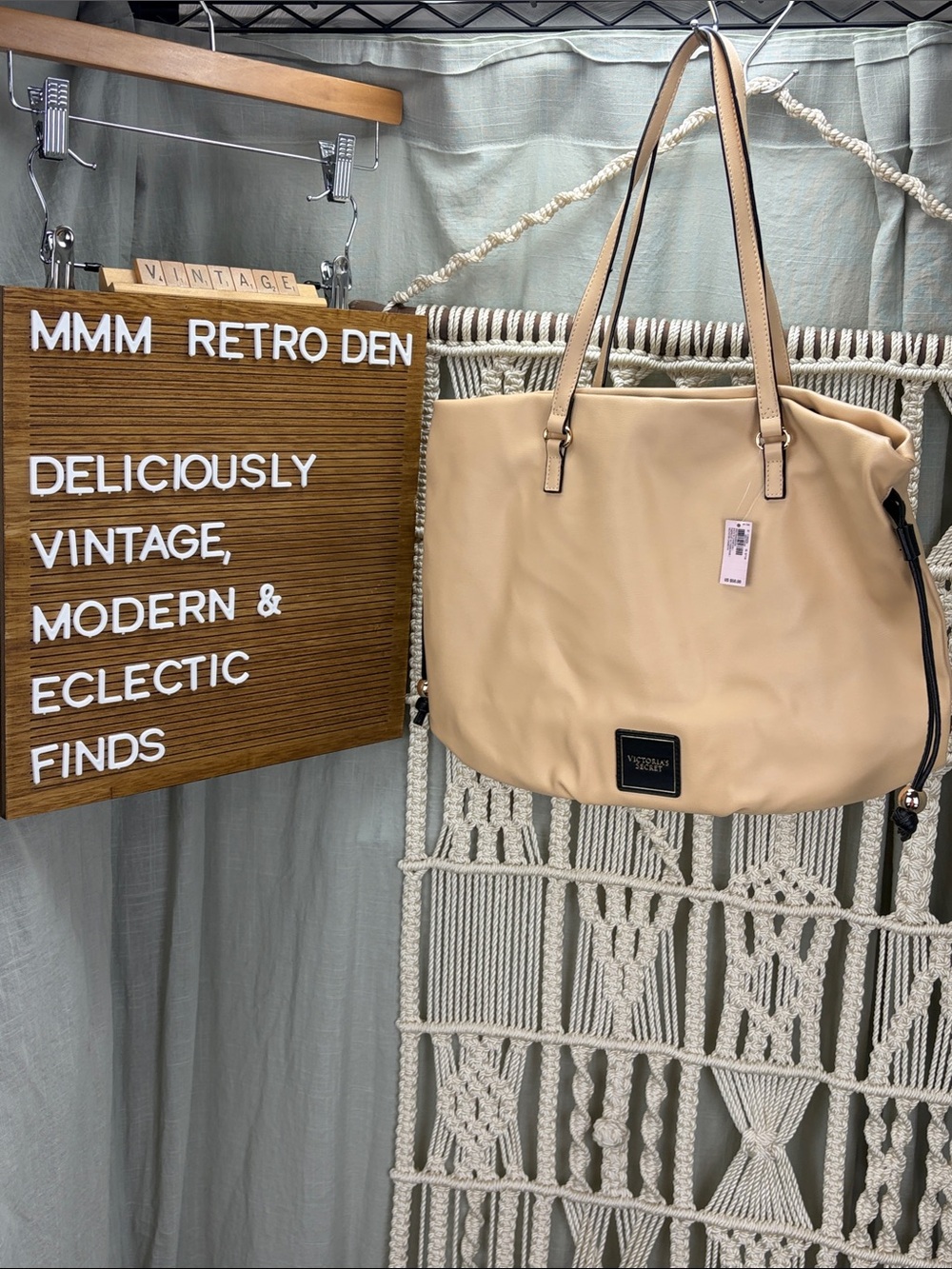 Victoria's Secret Beige Tote with Cinch Closures